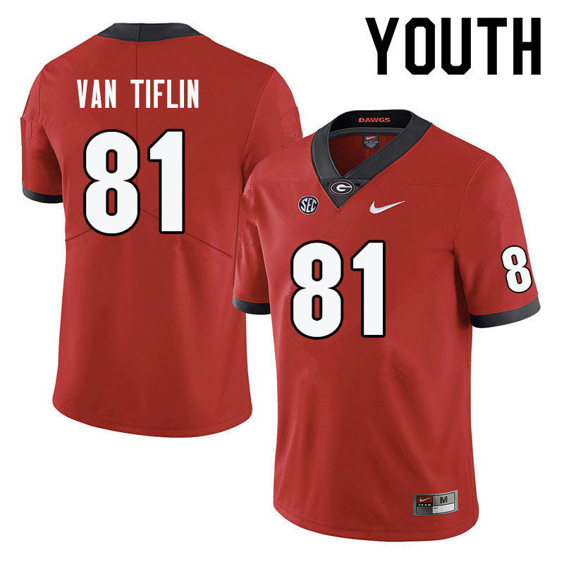 Youth #81 Steven Van Tiflin Georgia Bulldogs College Football Jerseys-Red